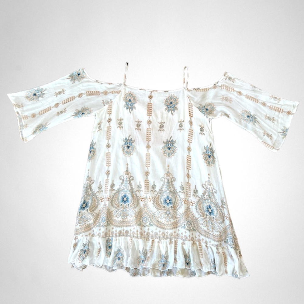 Cotton Summer Sundress Built in White Slip Under Sundress - Picture 3 of 3